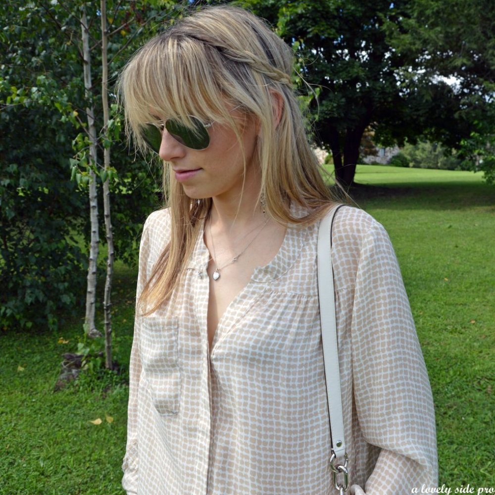 Central Park West Pleated Mockneck Blouse Tunic